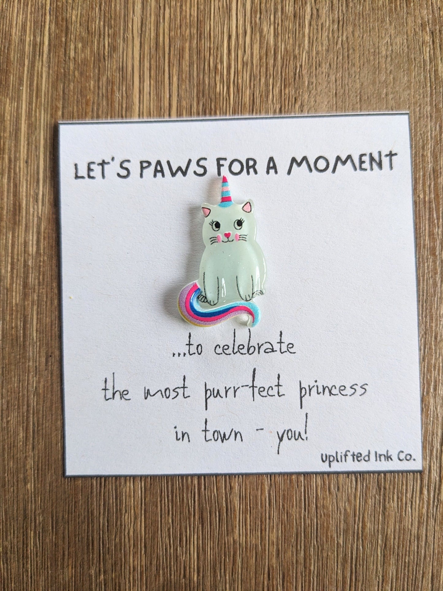 Purrfect Princess Kitty-a-corn Card - Whimsical Birthday or New Baby Girl Gift - 2.6x2.6 Inches tiny card with happy messages/cute