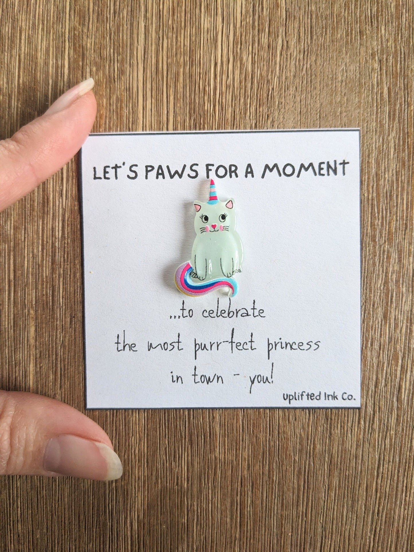 Purrfect Princess Kitty-a-corn Card - Whimsical Birthday or New Baby Girl Gift - 2.6x2.6 Inches tiny card with happy messages/cute