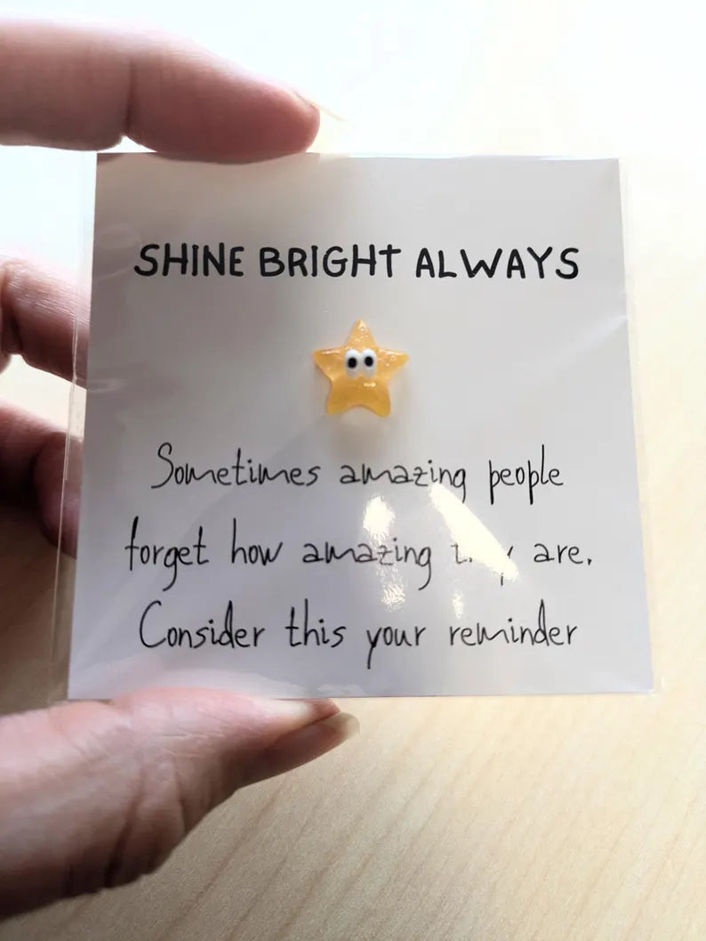 Shine Bright Always Card with Uplifting Message โ 2.6" Mini Keepsake, Personalized Option, Perfect for Friends and Loved Ones, Fast Shipping