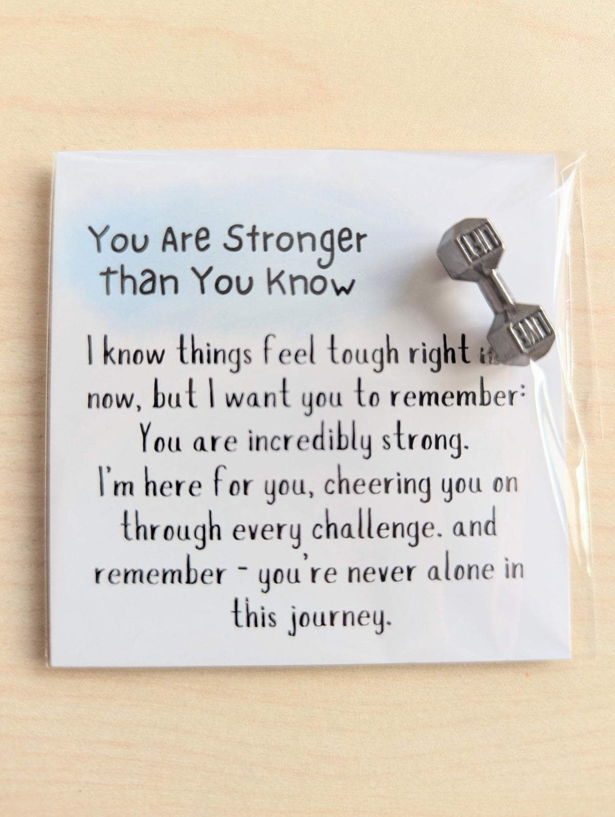 Strength Encouragement Card with Dumbbell – Cancer Support, Weight Loss Gift, Mental Health, Tough Times, Pocket Hug, Strength Motivation