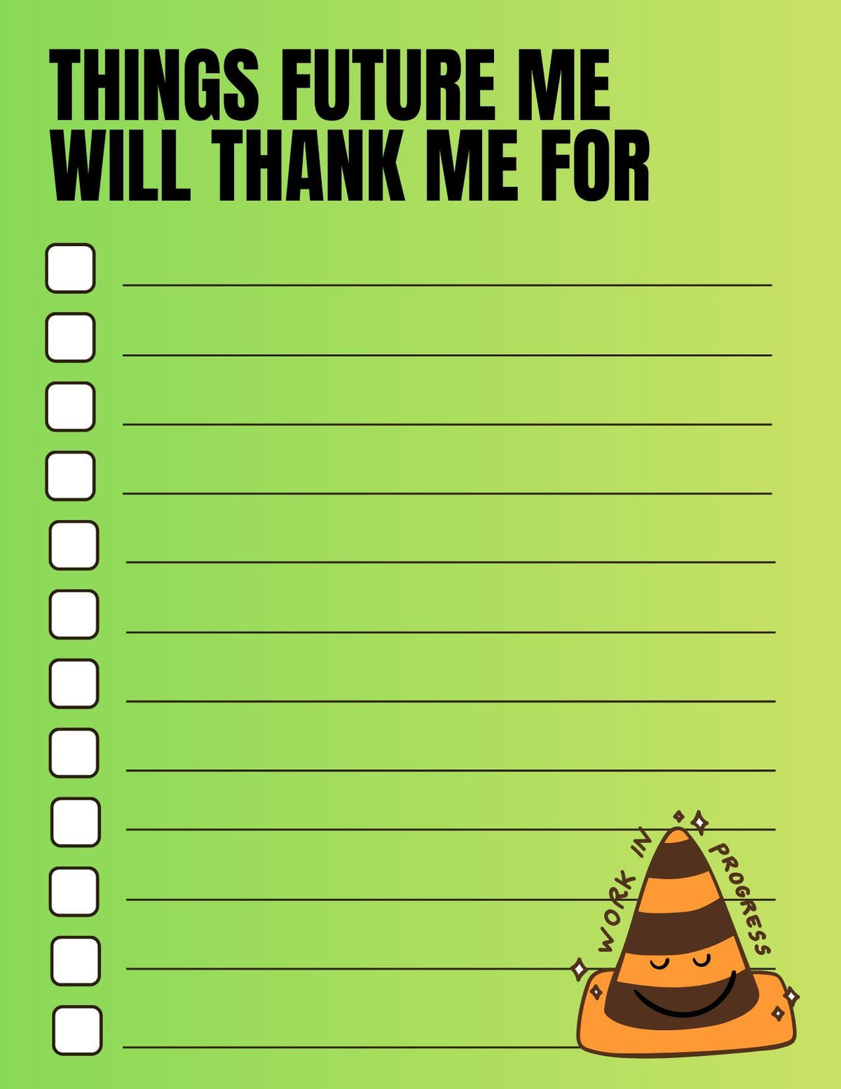 Things Future Me Will Thank Me For Notepad, grocery shopping list, to do list, funny notepad 4.25" x 5.5". Snailmail, no tracking
