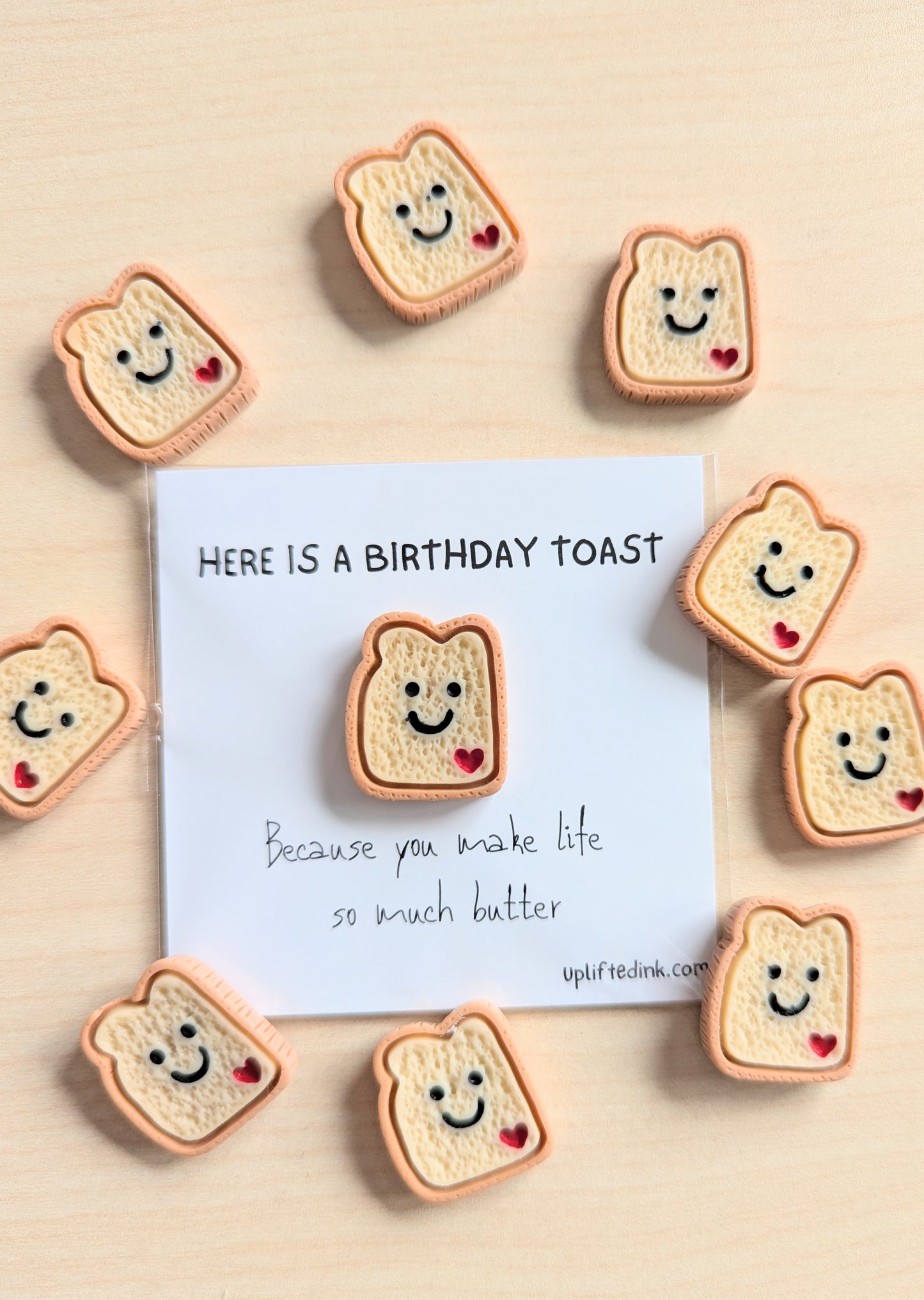 Funny Birthday Card – Mini Toast Pun Card – You Make Life So Much Butter – Cute Food Pun – 2.5" Handcrafted Card – Birthday toast