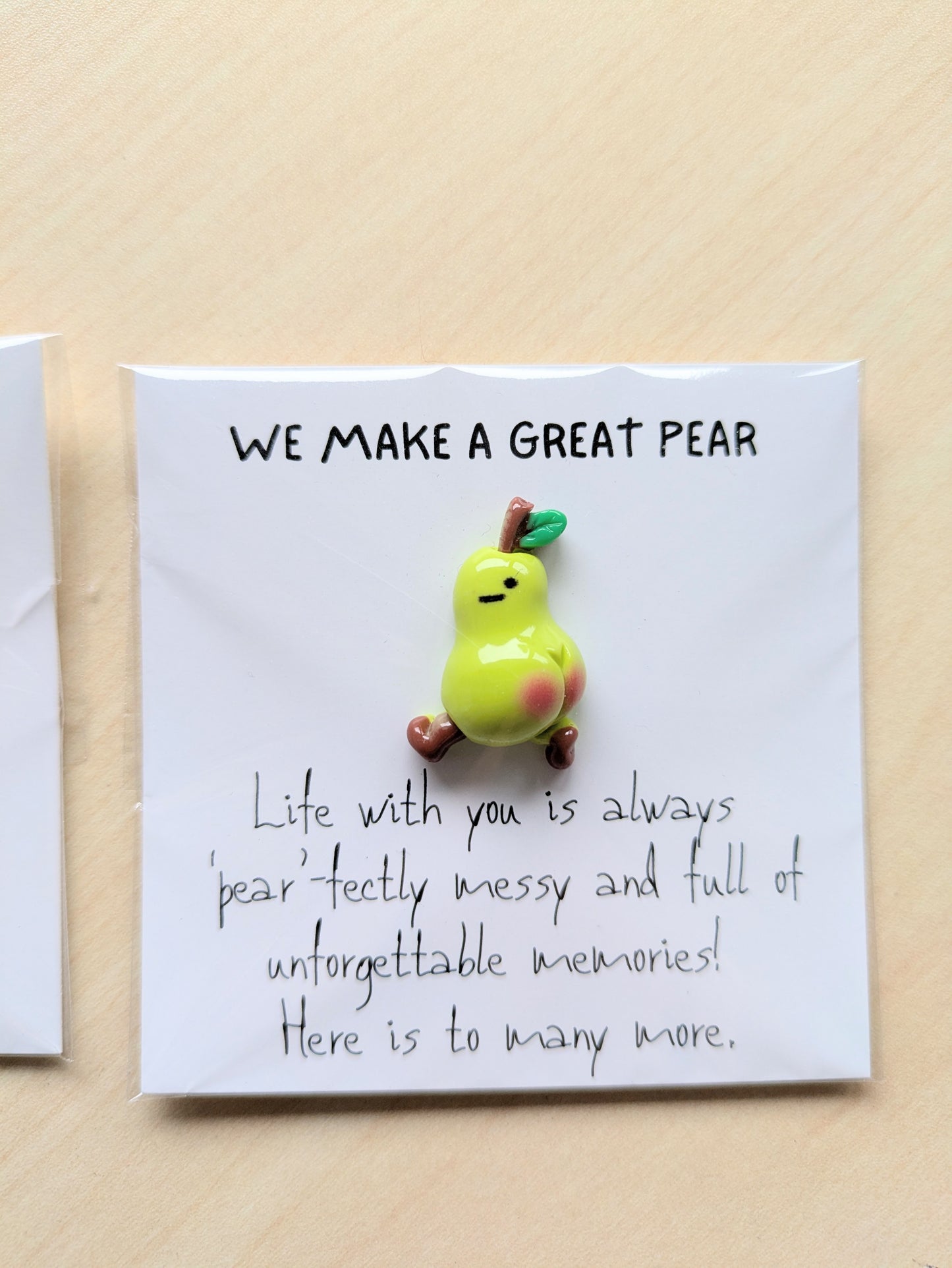 We make a great pear. Funny card. Pear shaped figurine. Tiny and cute card for companion husband girlfriend wife boyfriend friendship gift
