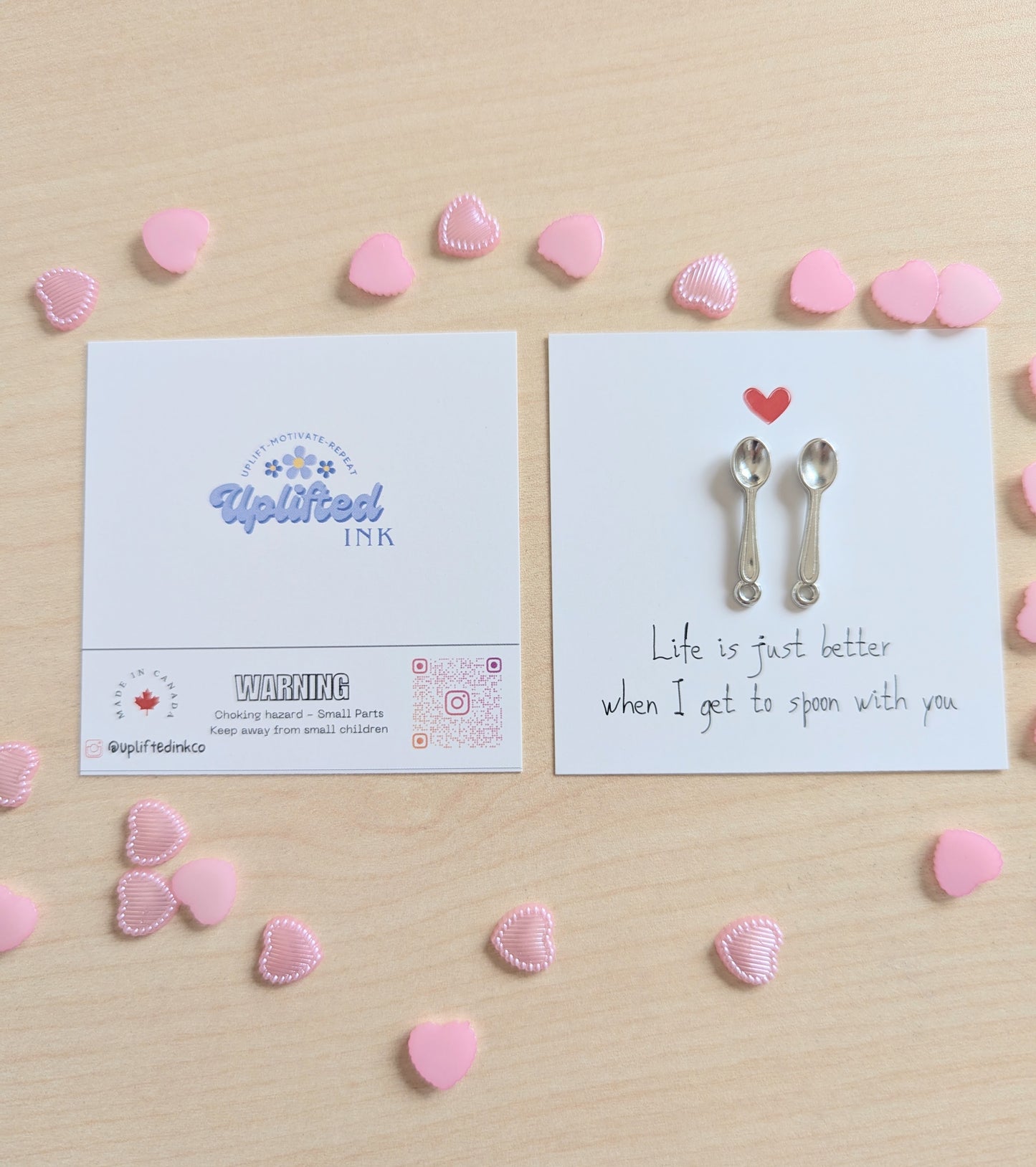 Cute Love Card – Life Is Better When I Get to Spoon with You – Mini Romantic Card with Spoon Figurines – 2.6" Gift for Partner or Spouse