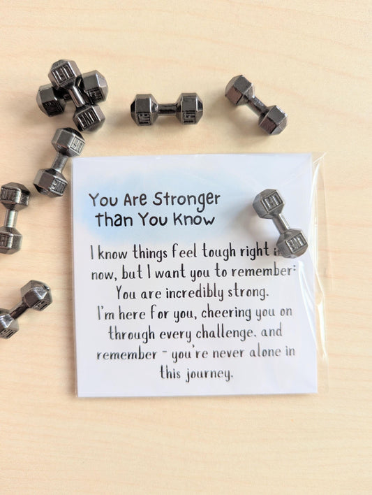 Strength Encouragement Card with Dumbbell – Cancer Support, Weight Loss Gift, Mental Health, Tough Times, Pocket Hug, Strength Motivation