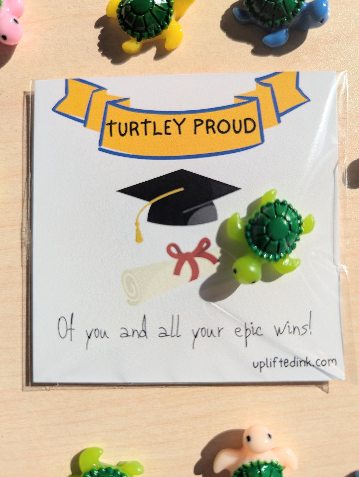 Turtley Proud Graduation Card: Mini Turtle Congrats (2.6")