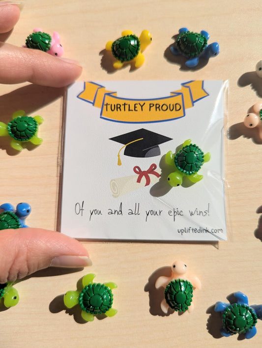Turtley Proud Graduation Card: Mini Turtle Congrats (2.6")
