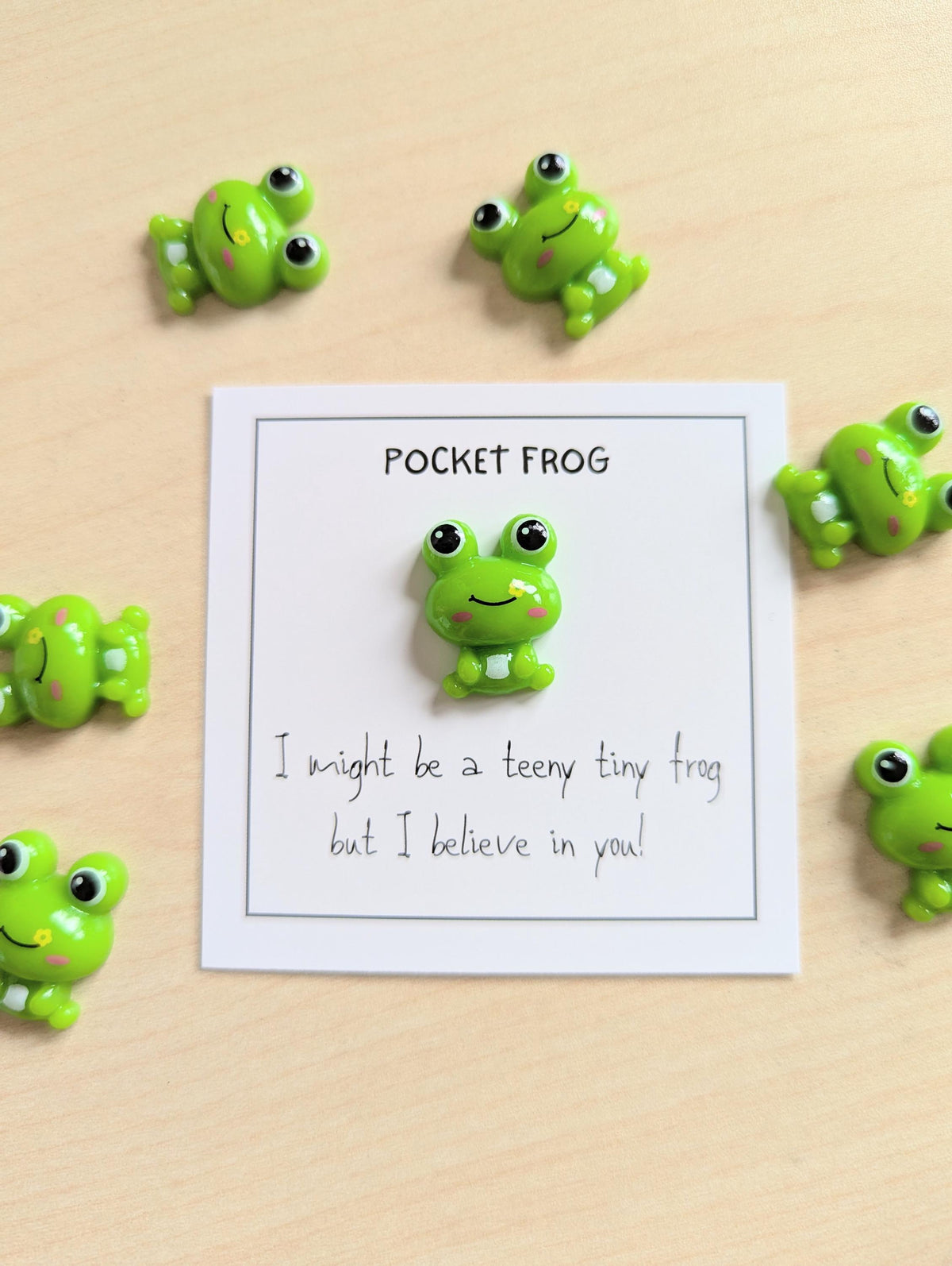 Pocket Frog of Encouragement Mini Motivational Card with Tiny Frog Figurine - Cute Gift for Friends, Kids & Loved Ones