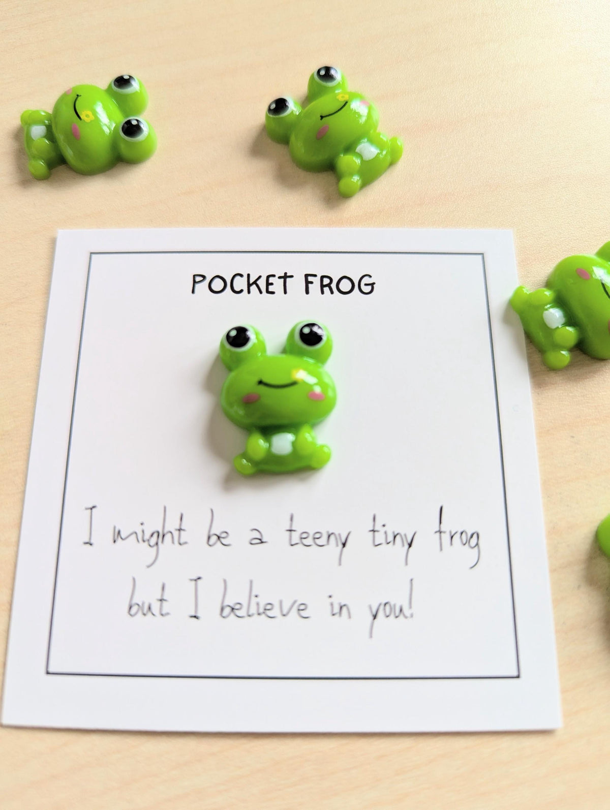 Pocket Frog of Encouragement Mini Motivational Card with Tiny Frog Figurine - Cute Gift for Friends, Kids & Loved Ones