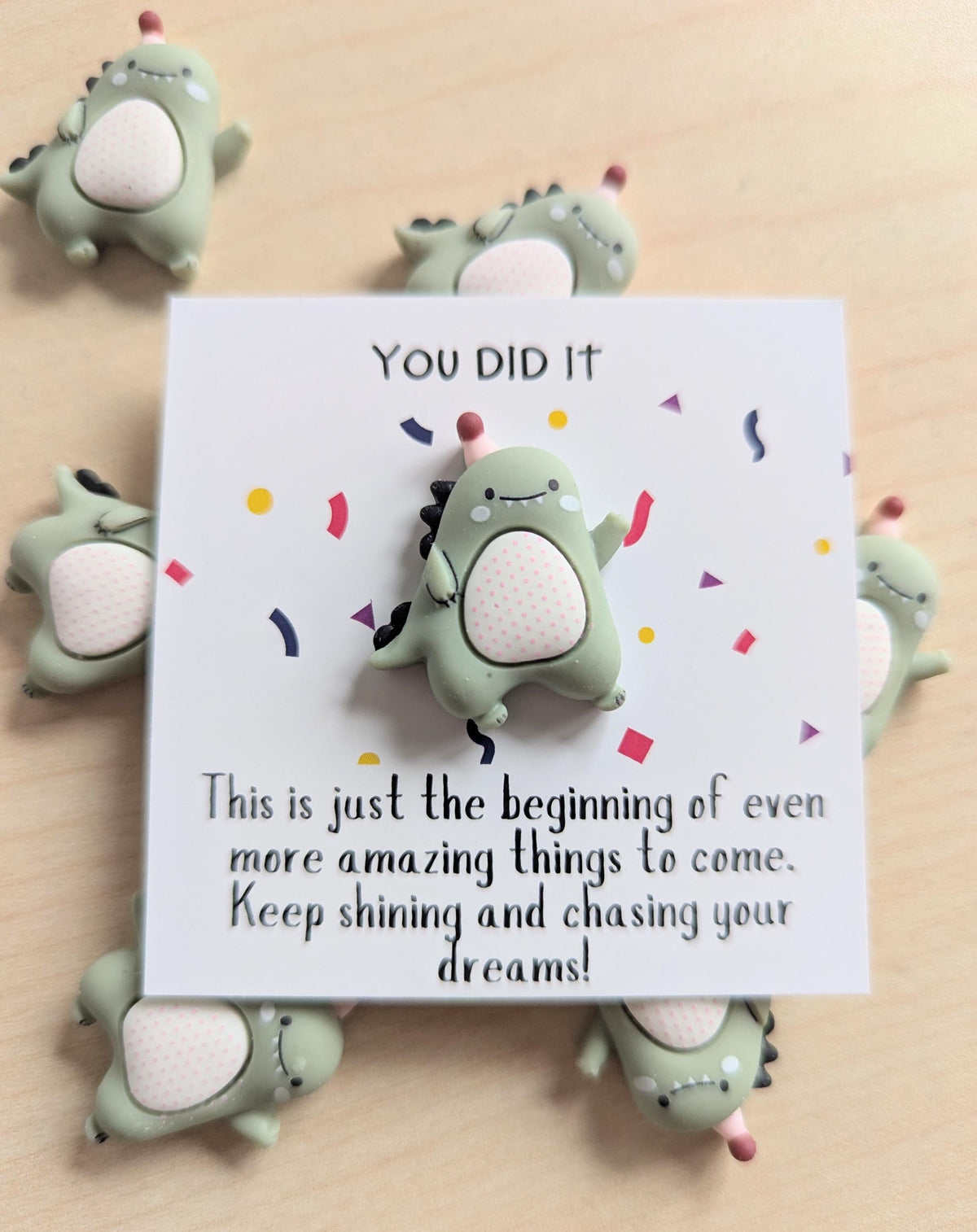 You Did It Congratulations Card with Tiny Dinosaur | Graduation Card | New Job Gift | Achievement Mini Card