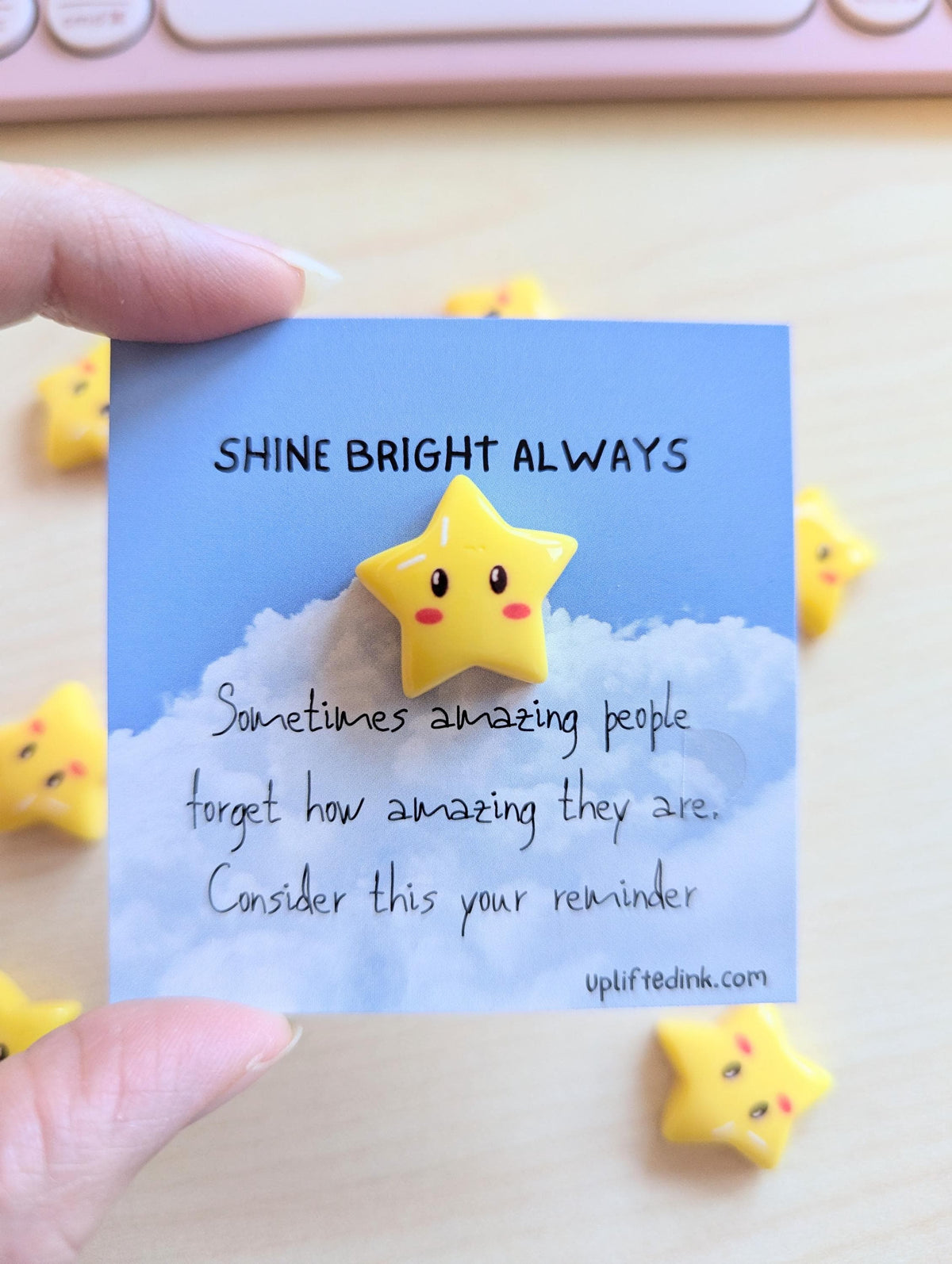 Mini Encouragement Card | Shine Bright Always | Inspirational Gift with Star | Thinking of You Card