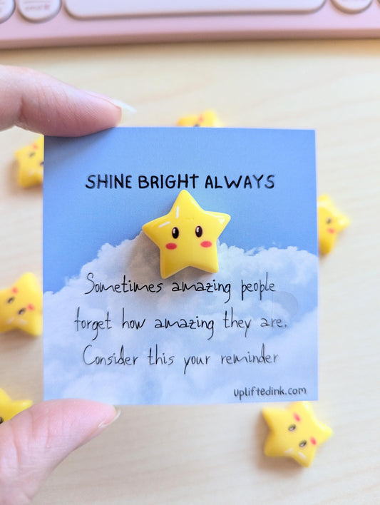 Mini Encouragement Card | Shine Bright Always | Inspirational Gift with Star | Thinking of You Card