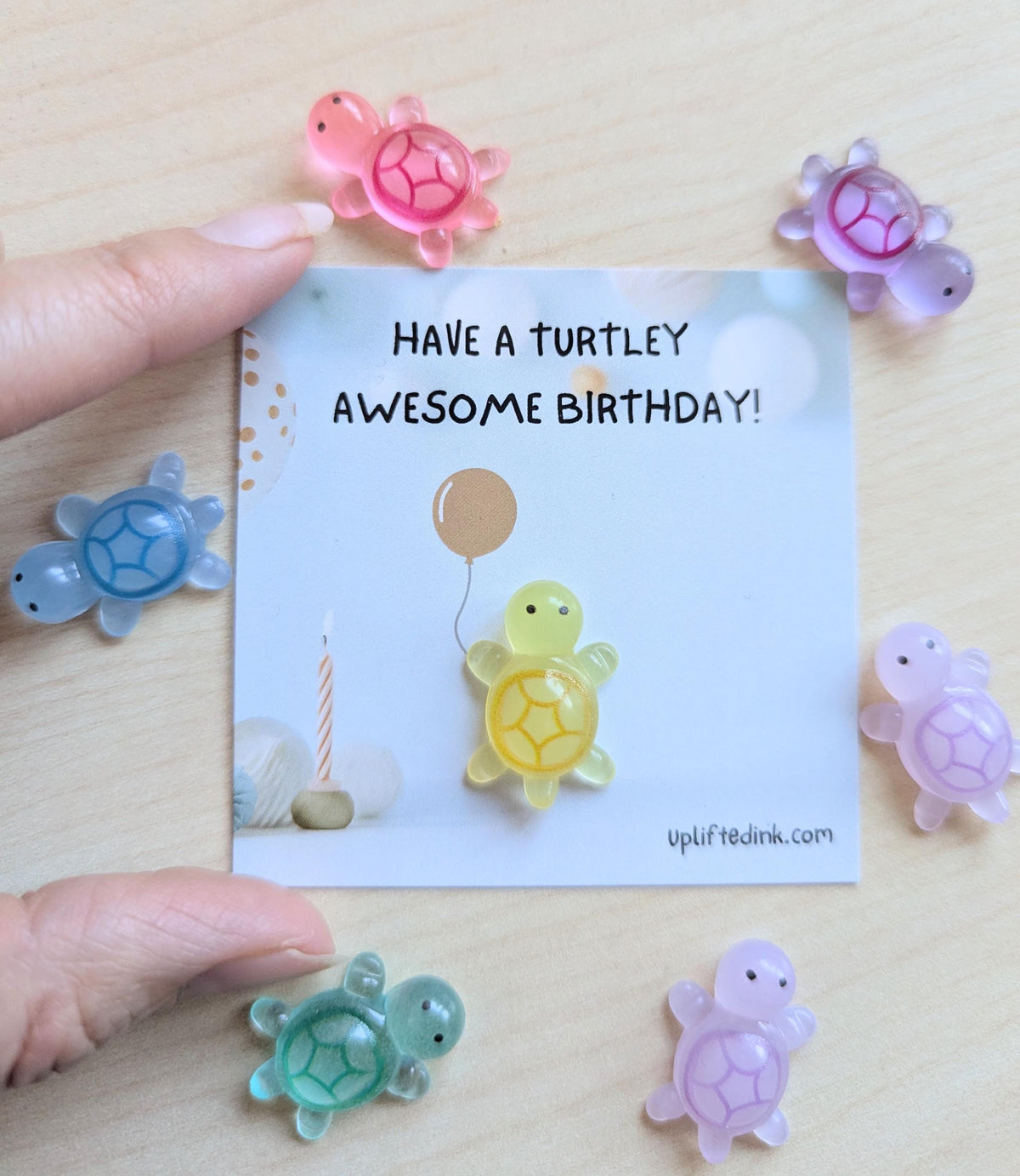 Funny Mini Birthday Card | Turtley Awesome Birthday | Cute Turtle Card | Glow in the Dark Gift