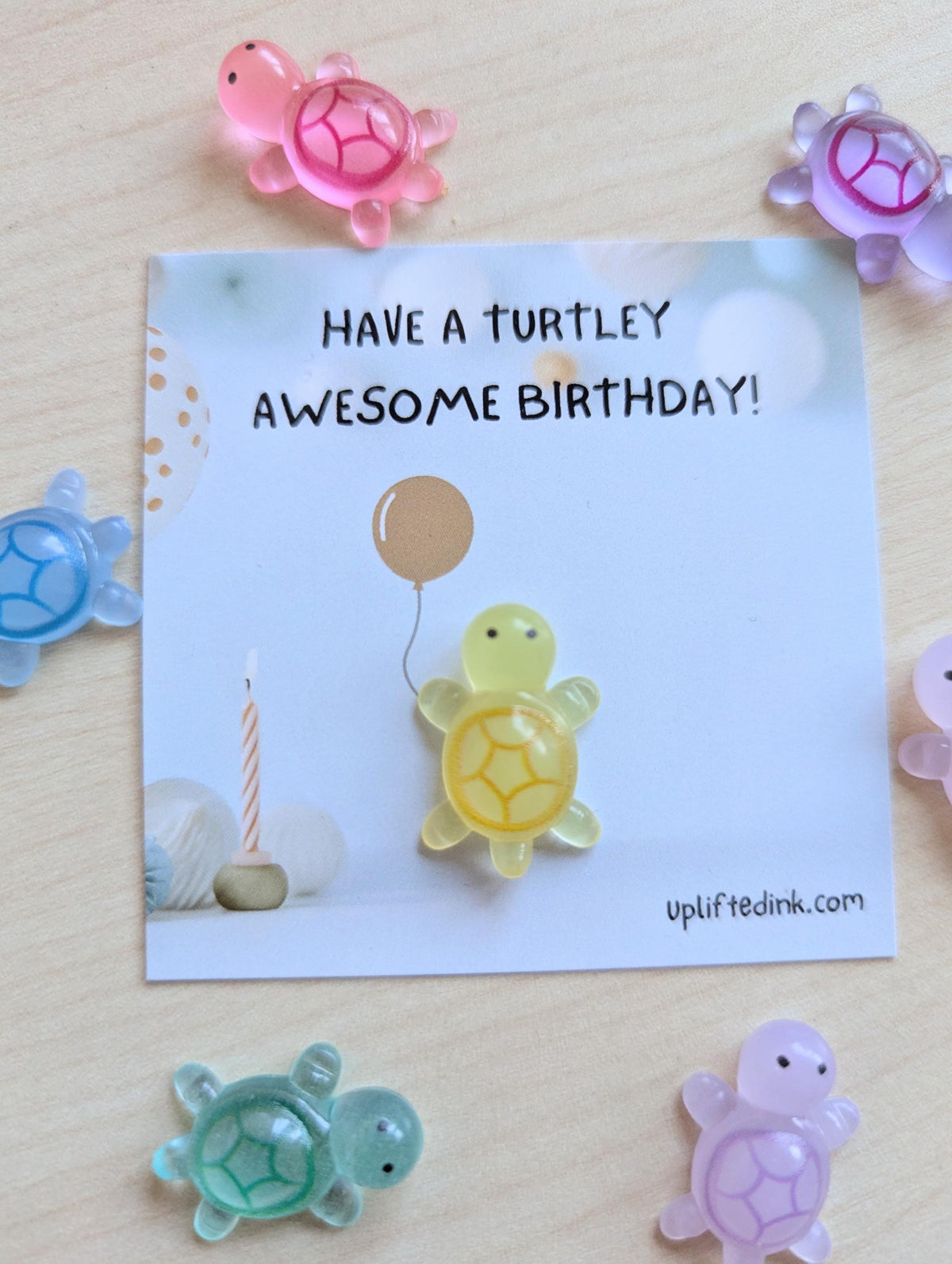 Funny Mini Birthday Card | Turtley Awesome Birthday | Cute Turtle Card | Glow in the Dark Gift