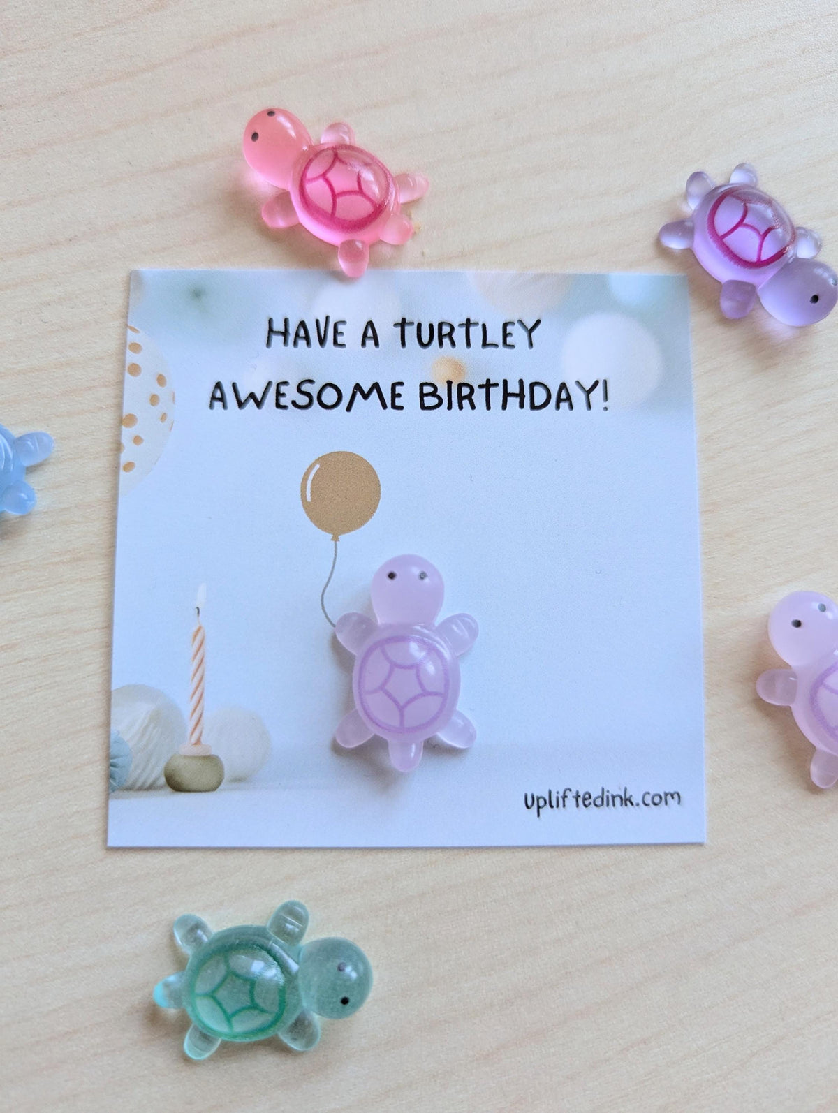Funny Mini Birthday Card | Turtley Awesome Birthday | Cute Turtle Card | Glow in the Dark Gift
