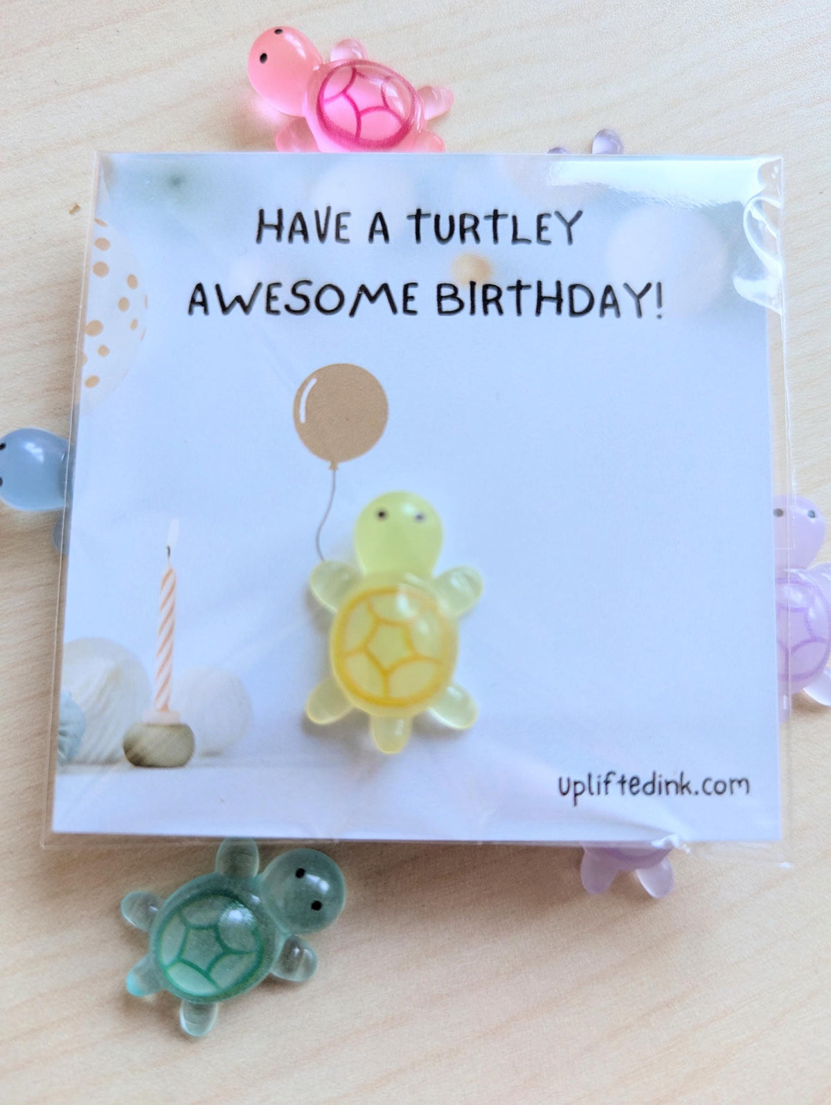 Funny Mini Birthday Card | Turtley Awesome Birthday | Cute Turtle Card | Glow in the Dark Gift