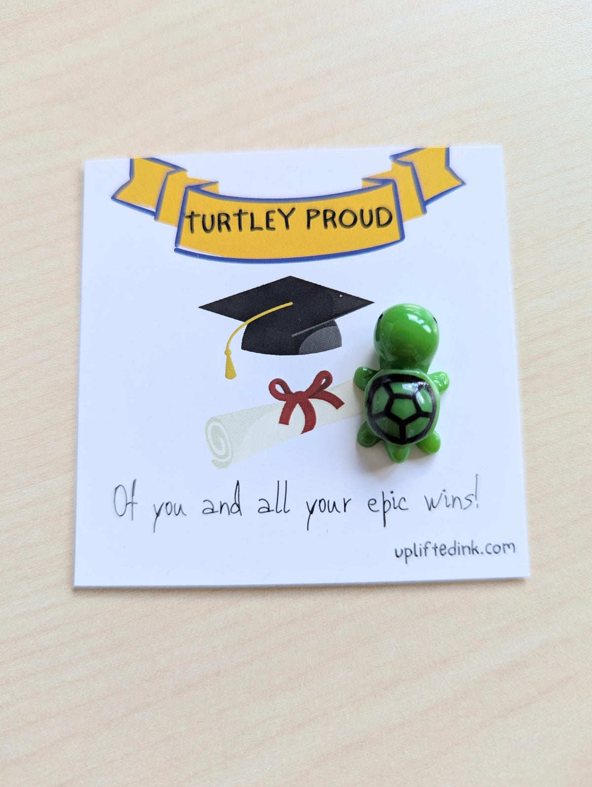 Turtley Proud of You Card, Graduation Card with Turtle Figurine, Cute Congrats Card, Small Gift Card, Motivational Card, Funny Pun Card