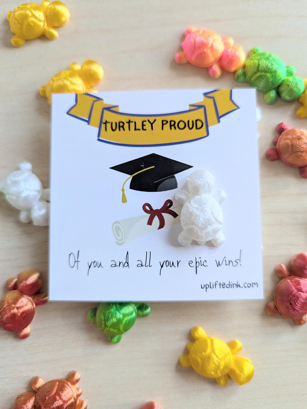 Turtley Proud of You Card, Graduation Card with Turtle Figurine, Cute Congrats Card, Small Gift Card, Motivational Card, Funny Pun Card