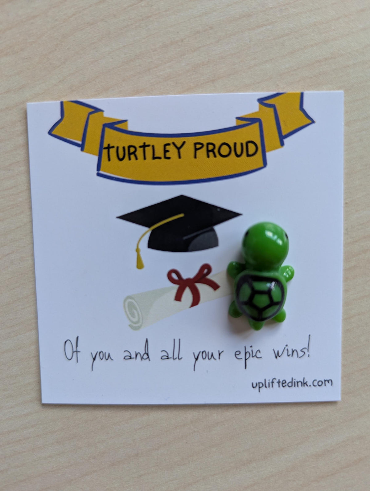 Turtley Proud of You Card, Graduation Card with Turtle Figurine, Cute Congrats Card, Small Gift Card, Motivational Card, Funny Pun Card