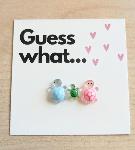 Pregnancy Announcement Card Turtle Baby Announcement Cute Pregnancy Reveal New Baby Card Twins Pregnancy Announcement Triplets Reveal (1-3)