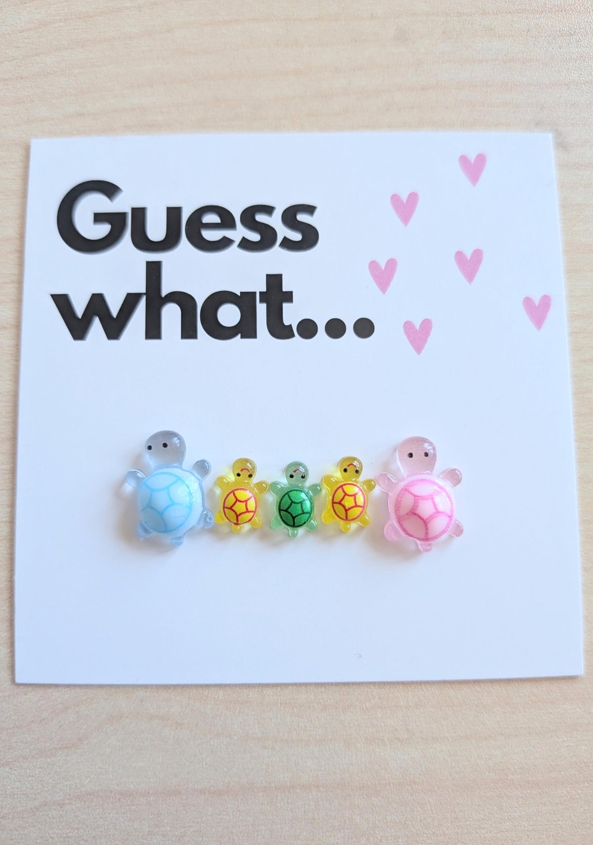 Pregnancy Announcement Card Turtle Baby Announcement Cute Pregnancy Reveal New Baby Card Twins Pregnancy Announcement Triplets Reveal (1-3)