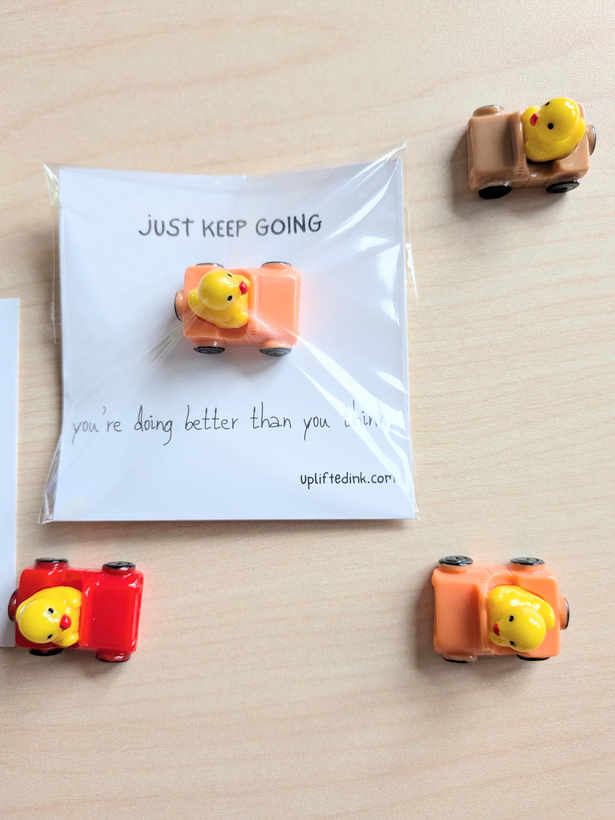 Just Keep Going Encouragement Card & Tiny Rubber Ducky Keepsake Motivational Gift Mental Health Support Tiny Positivity Gift for Friends