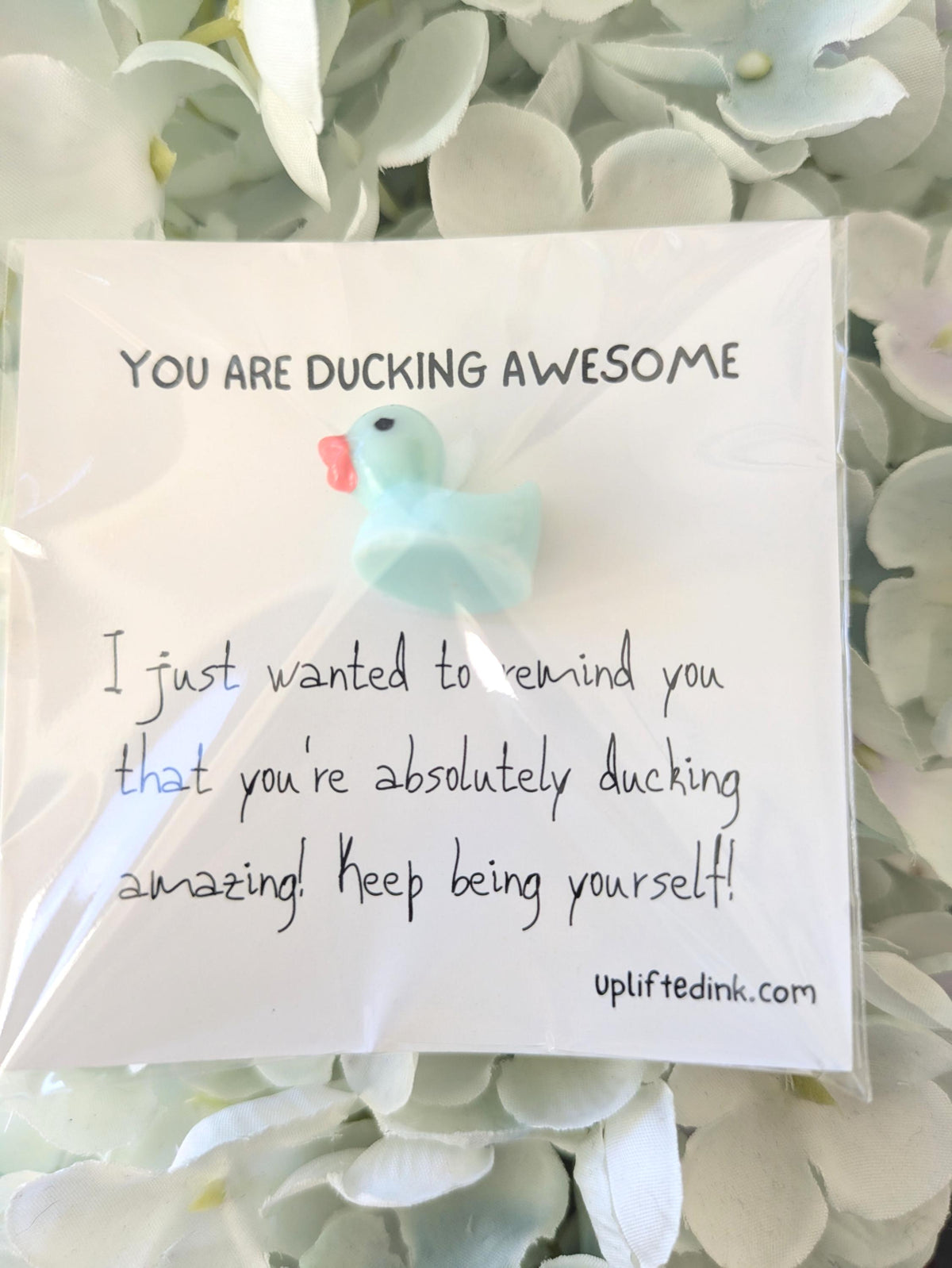Gift with Mini Duck Figurine, Funny Encouragement Keepsake, Thoughtful Just Because Gift for Friend, Cute Desk Decor, Positive Note