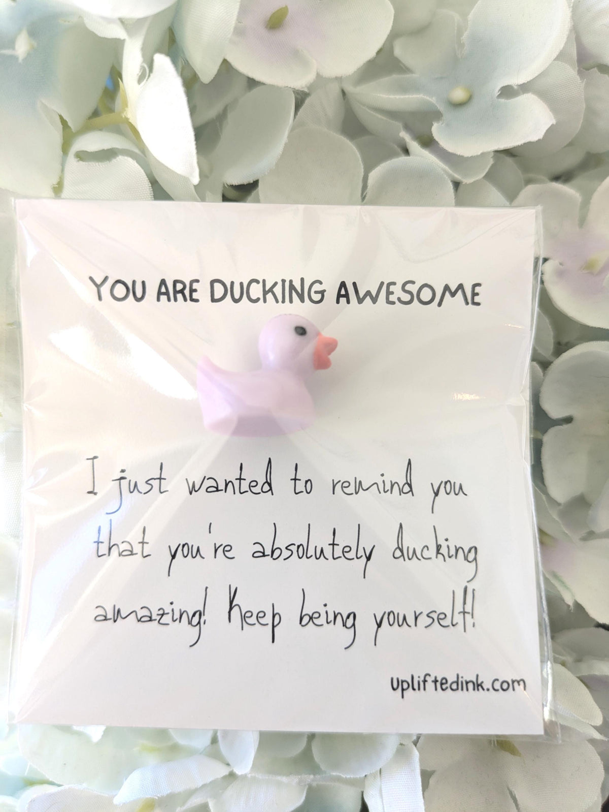 Gift with Mini Duck Figurine, Funny Encouragement Keepsake, Thoughtful Just Because Gift for Friend, Cute Desk Decor, Positive Note