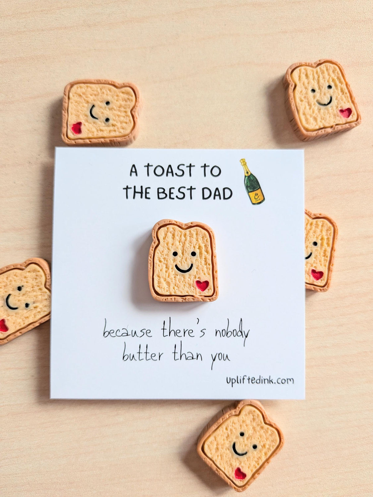 Funny Dad Gift, Birthday Gift for Dad, A Toast to the Best Dad, Nobody Butter Than You, Cute Mini Card with Toast Charm