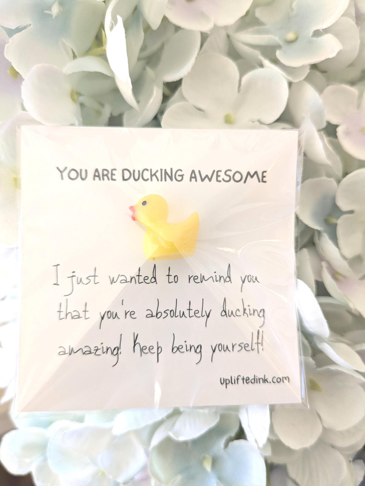 Gift with Mini Duck Figurine, Funny Encouragement Keepsake, Thoughtful Just Because Gift for Friend, Cute Desk Decor, Positive Note