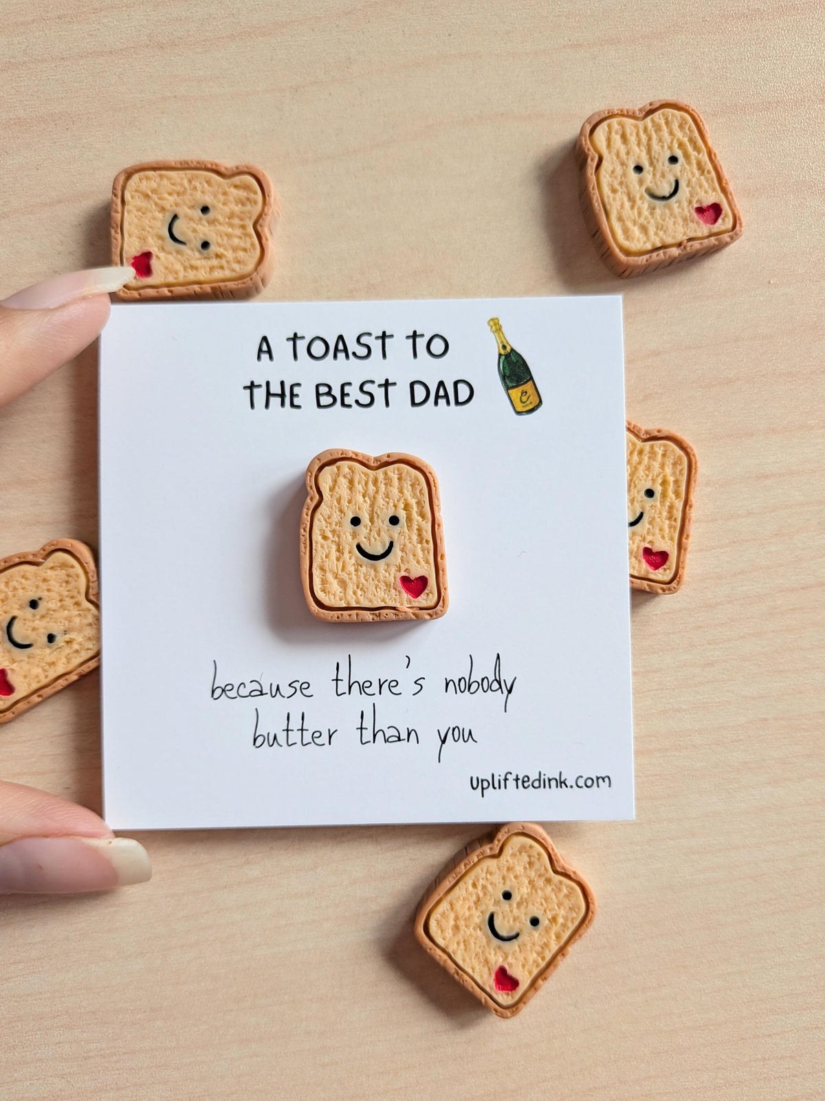 Funny Dad Gift, Birthday Gift for Dad, A Toast to the Best Dad, Nobody Butter Than You, Cute Mini Card with Toast Charm