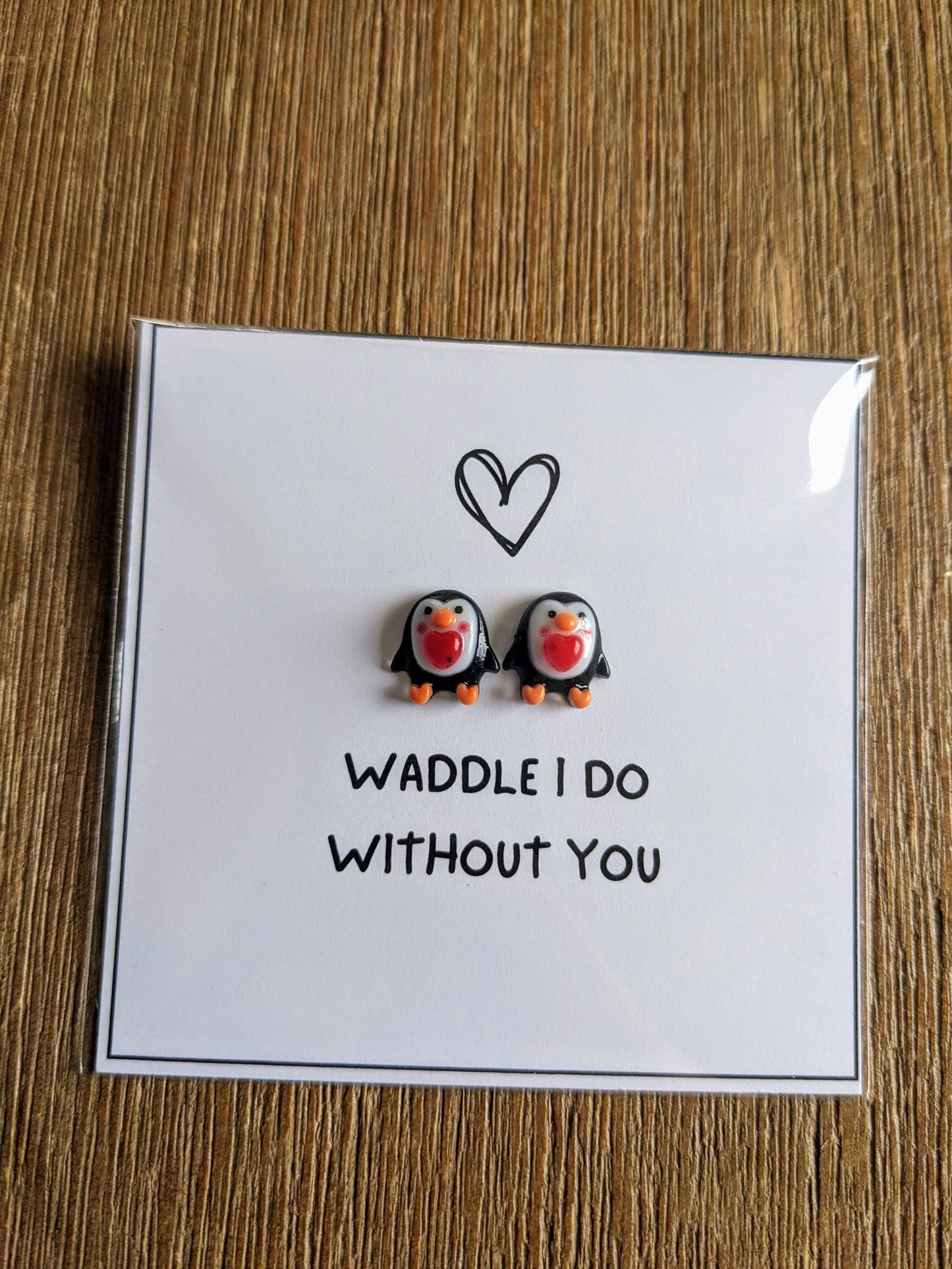 With Love card. Motivational card. Inspirational quote card. Penguin card for friends. Tiny penguin card. Waddle I do without you penguin