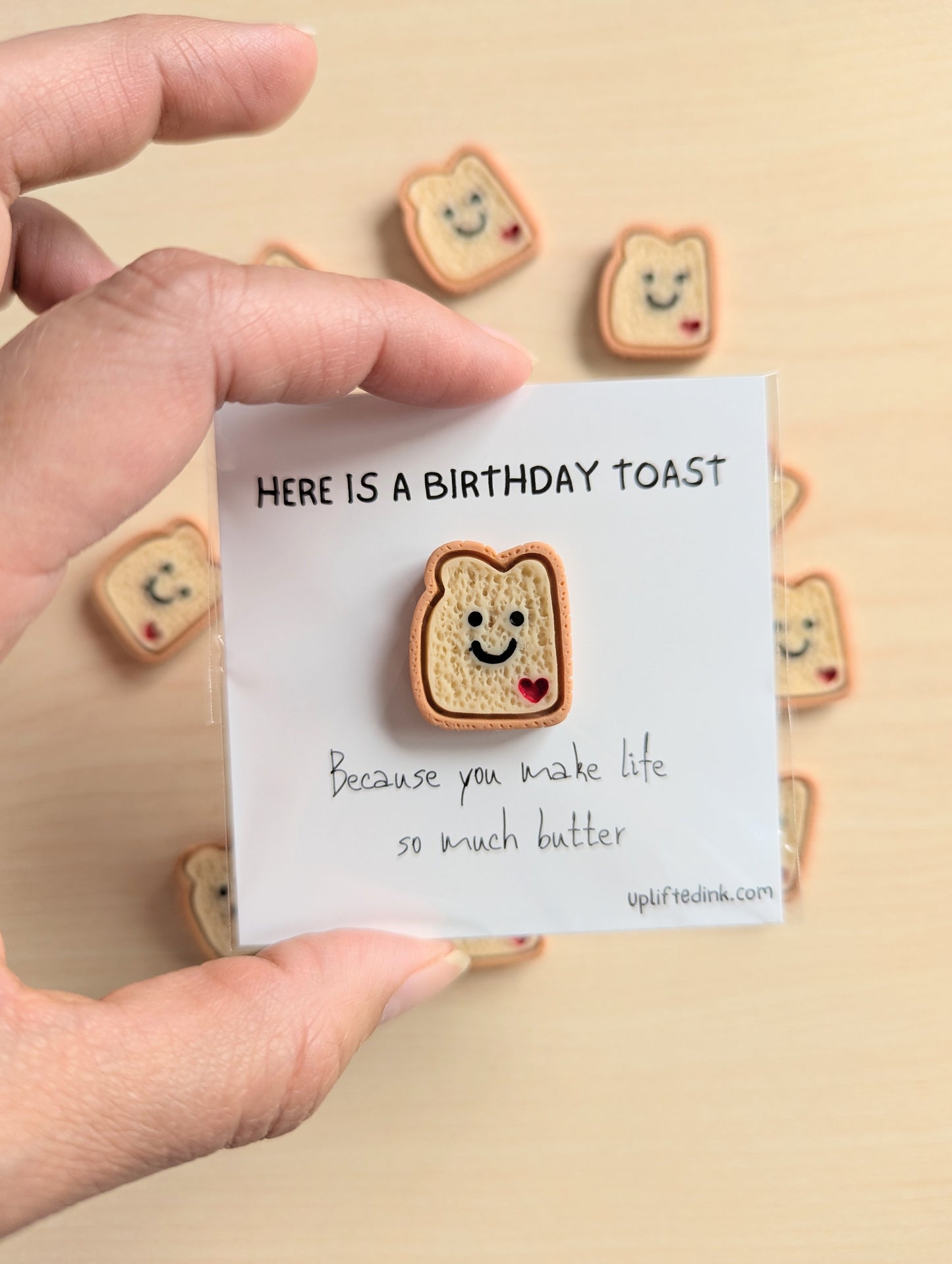 Funny Birthday Card – Mini Toast Pun Card – You Make Life So Much Butter – Cute Food Pun – 2.5" Handcrafted Card – Birthday toast