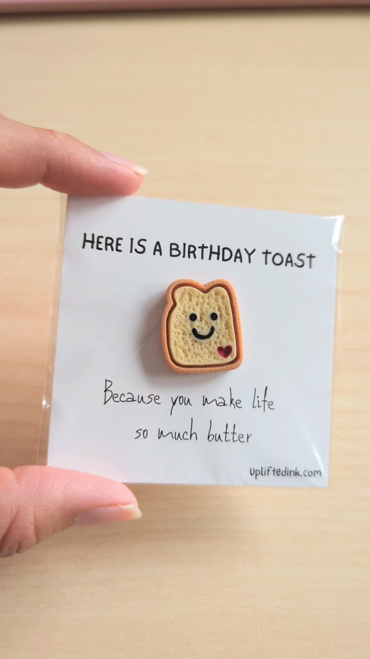 Funny Birthday Card – Mini Toast Pun Card – You Make Life So Much Butter – Cute Food Pun – 2.5" Handcrafted Card – Birthday toast